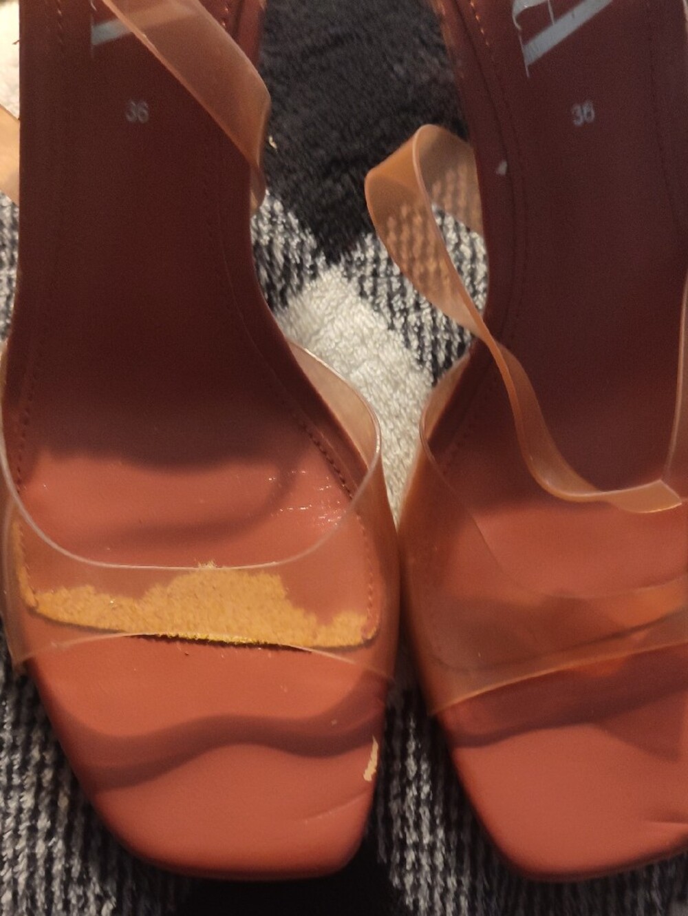 Zara Brown Heeled Sandals with Clear Straps - Picture 3 of 4